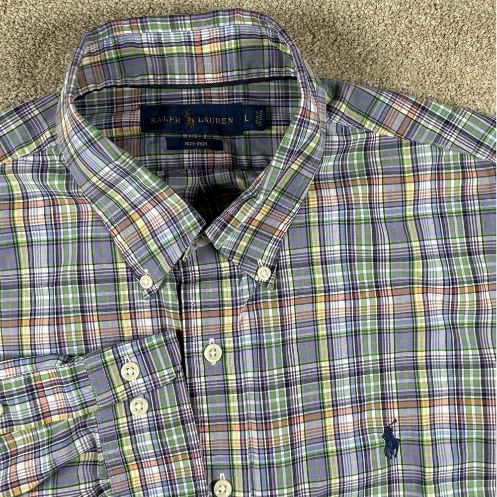 Ralph Lauren Men's Large Multicolor Plaid Button‎ Down Long Sleeve Shirt